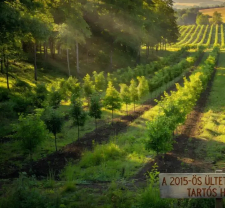 Sűrűn beültetett, fiatal erdőrészlet egy sikeres zempléni faültetési projekt után