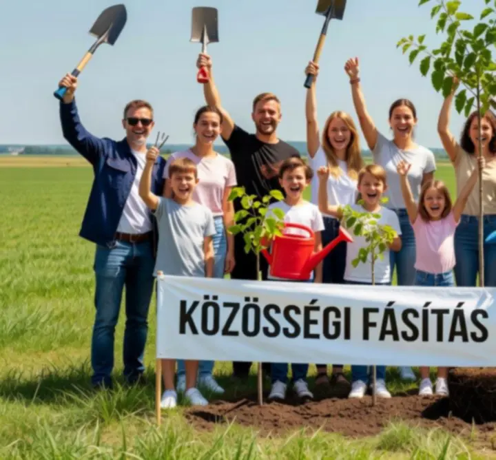 Magyar iskolai csoport közös faültetésen